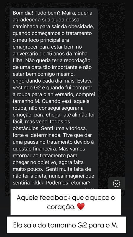 Depoimento de paciente 1