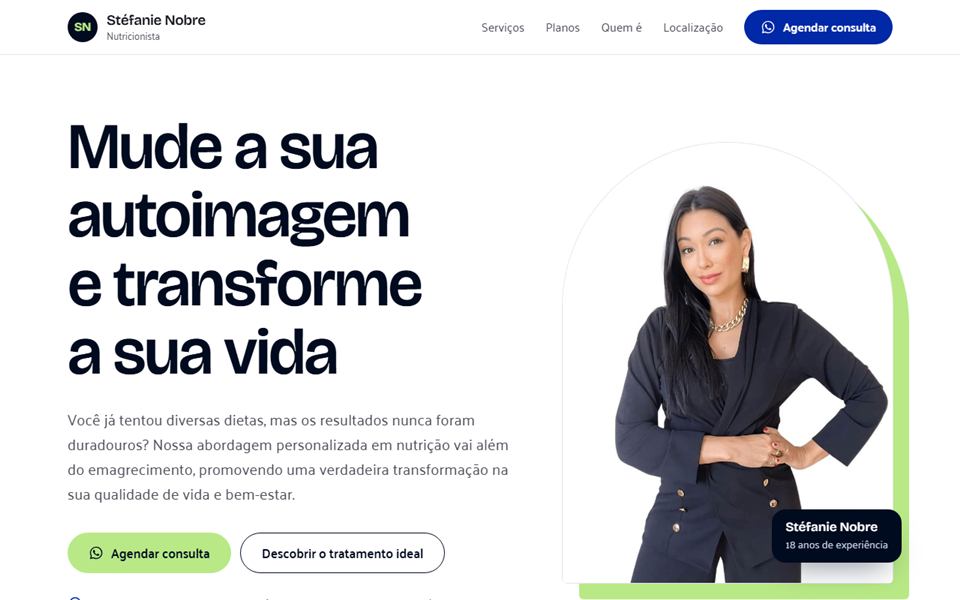 Página de captação da nutricionista Stéfanie Nobre